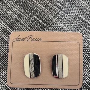 Laurel Burch Black and Cream Geometric Earrings